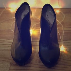 Black leather high heels size 8.5